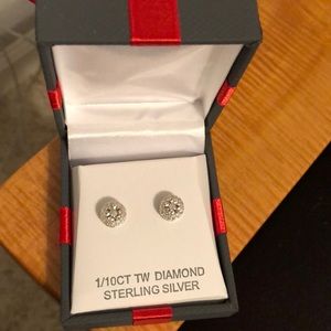 Sterling silver diamond earrings
